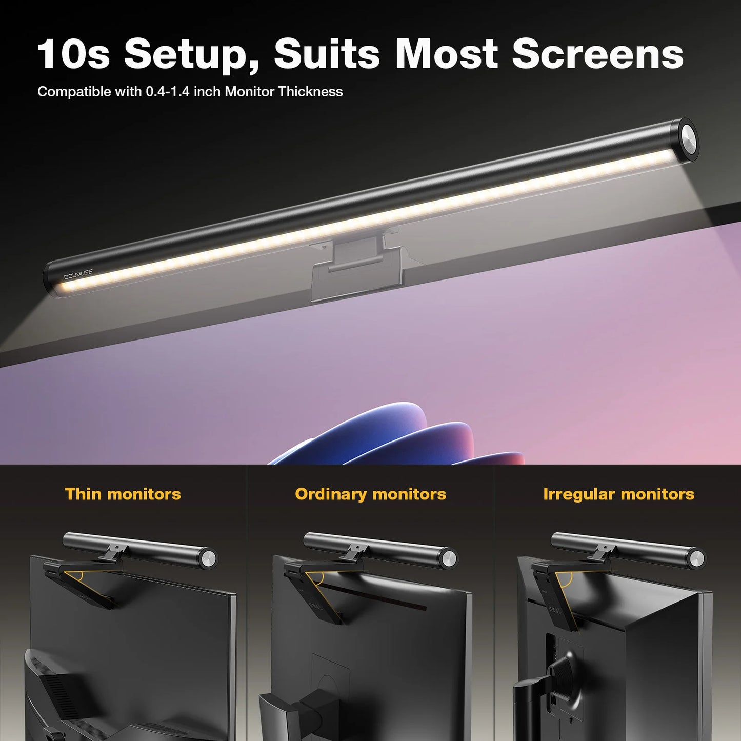 DL-RS1 Pro Monitor Light Bar Computer Light with Touch Switch Remote Dual Control & Color Temperature Desk Lamp for Monitor