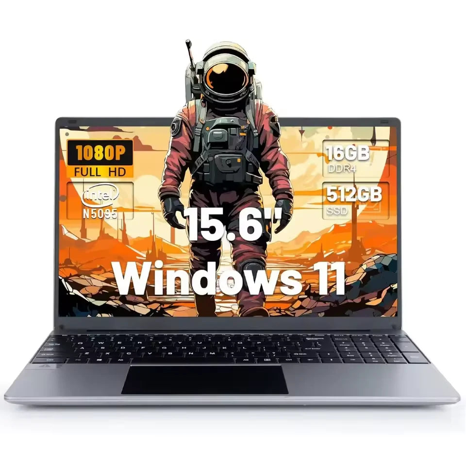 URAO LT1505 15.6 Inch Laptop 16GB DDR4 512GB SSD Intel N5095 IPS Display 1080P Windows11 38000mAh Battery Business Home Laptop