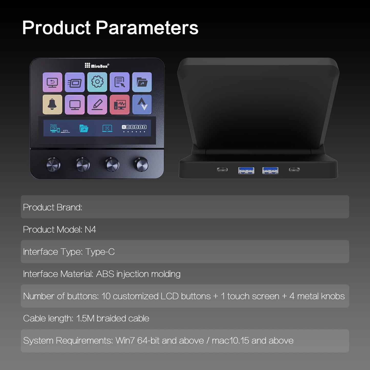 Mirabox N4 Stream deck 10 LCD Keys Button Live Console Mini Keypad Streamdeck Deck Dock macropad Stream Desk Studio Controller