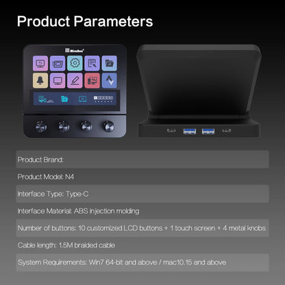 Mirabox N4 Stream deck 10 LCD Keys Button Live Console Mini Keypad Streamdeck Deck Dock macropad Stream Desk Studio Controller