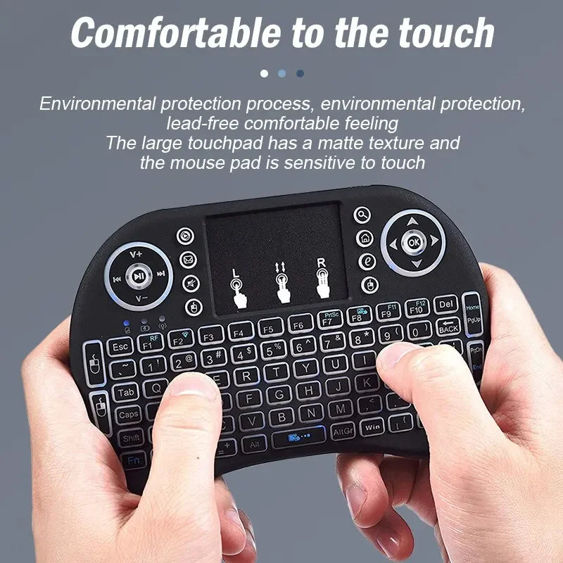 2.4Ghz Wireless Mini Keyboard Backlight English Russian Spanish Air Mouse Remote Touchpad for Android TV Box Digital Computer i8