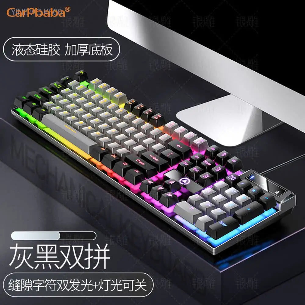 Carpbaba K500 104 Key USB Wired Gaming Keyboard Color Backlit Mechanical Hand Feel Keyboard for Computer Laptop PC Accessories