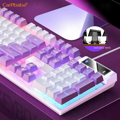 Carpbaba K500 104 Key USB Wired Gaming Keyboard Color Backlit Mechanical Hand Feel Keyboard for Computer Laptop PC Accessories