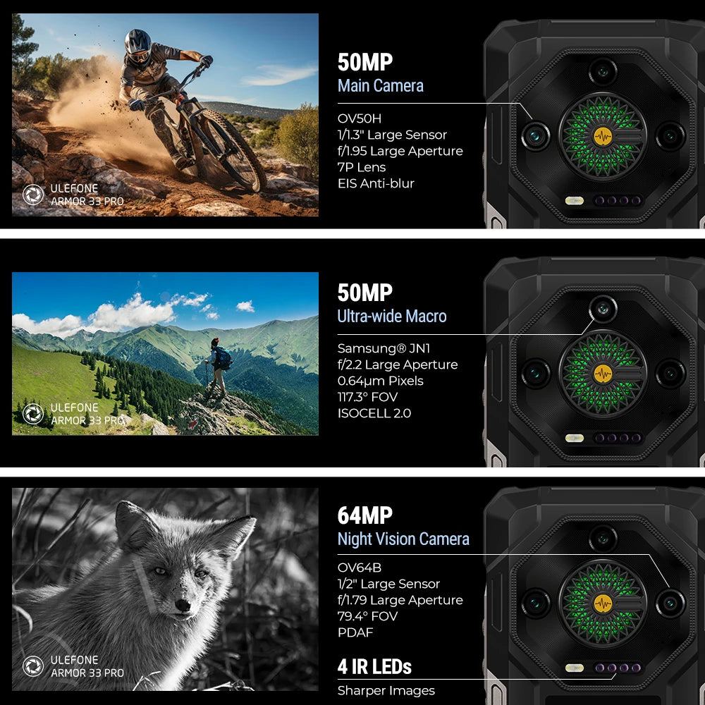 【World Premiere】Ulefone Armor 33 Pro 5G Rugged Phone 25500 mAh 512GB ROM 120Hz 6.59”3.4" Rear Screen NFC Android Smartphone
