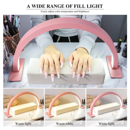 Half-Moon U-Shaped Manicure Table Lamp Shadowless Fill Light Tabletop Beauty Manicure Lighting Lamp Eye Care LED Table Lamp