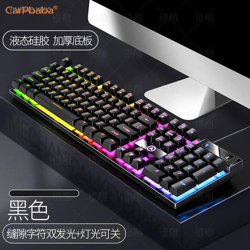 Carpbaba K500 104 Key USB Wired Gaming Keyboard Color Backlit Mechanical Hand Feel Keyboard for Computer Laptop PC Accessories