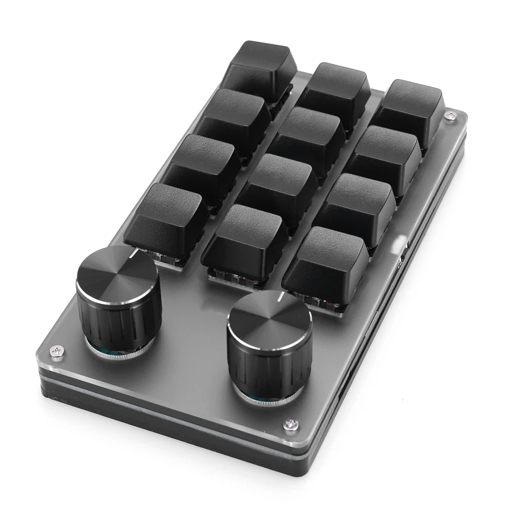 Macro Keyboard 12 Key 2 Knob Custom Programming Mechanical Keyboard Hot swap Custom Keypad One-handed Mini Gaming Keyboard