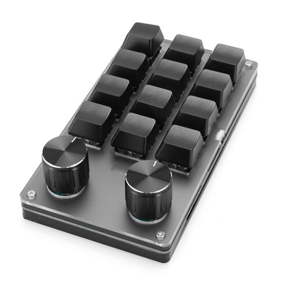 Macro Keyboard 12 Key 2 Knob Custom Programming Mechanical Keyboard Hot swap Custom Keypad One-handed Mini Gaming Keyboard