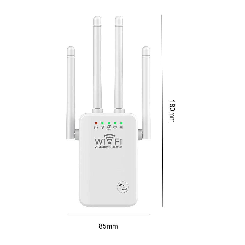WiFi Extenders Signal Booster 2.4 GHz Wireless Internet Repeater Easy Setup 4 Antenna Long Range for Home with Ethernet Port