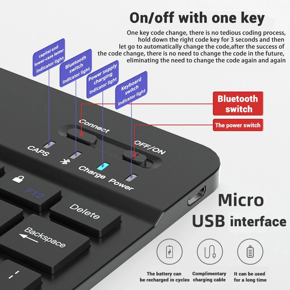 Mini Keyboard Wireless Bluetooth 5.0 Keyboard RGB Backlit Rechargeable Keyboard Silent Keyboard For IOS Android Windows iPad