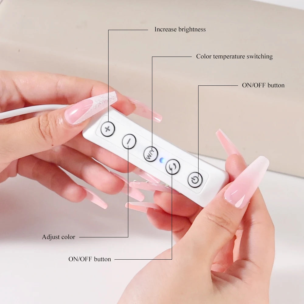 Half-Moon U-Shaped Manicure Table Lamp Shadowless Fill Light Tabletop Beauty Manicure Lighting Lamp Eye Care LED Table Lamp