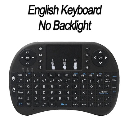2.4Ghz Wireless Mini Keyboard Backlight English Russian Spanish Air Mouse Remote Touchpad for Android TV Box Digital Computer i8