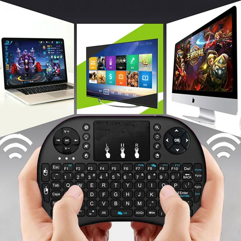 2.4Ghz Wireless Mini Keyboard Backlight English Russian Spanish Air Mouse Remote Touchpad for Android TV Box Digital Computer i8