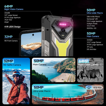 Ulefone Armor 34 Pro 5G AI Rugged Phone  6.95" 25500mAh Up to 32GB+512GB Built-in Projector 120Hz NFC Smartphone