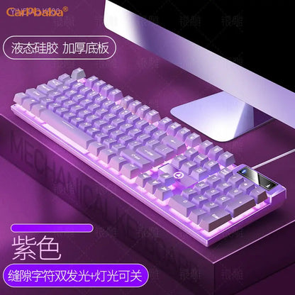 Carpbaba K500 104 Key USB Wired Gaming Keyboard Color Backlit Mechanical Hand Feel Keyboard for Computer Laptop PC Accessories