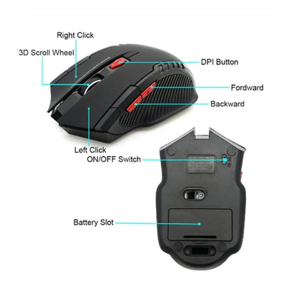 113 Wireless Mouse 2.4GHz Wireless Optical Mouse with USB receiver 6 button Portable wireless mouse for laptops