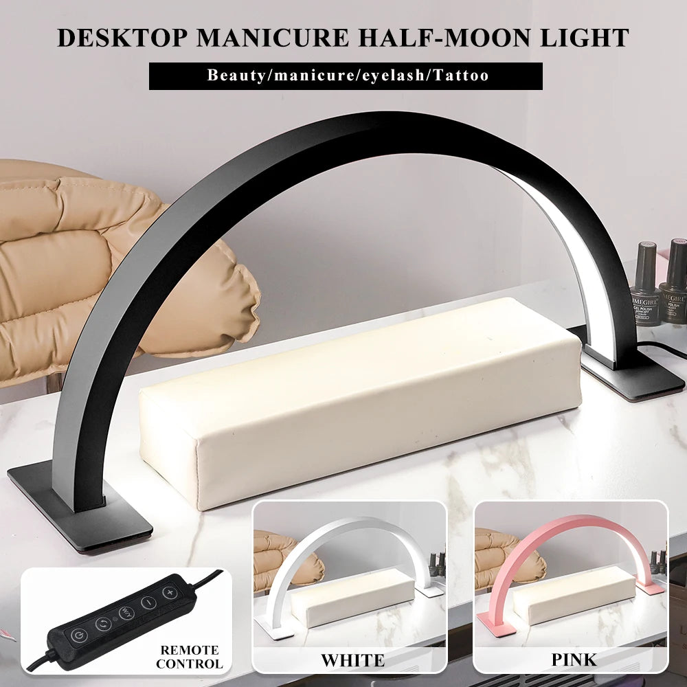 Half-Moon U-Shaped Manicure Table Lamp Shadowless Fill Light Tabletop Beauty Manicure Lighting Lamp Eye Care LED Table Lamp