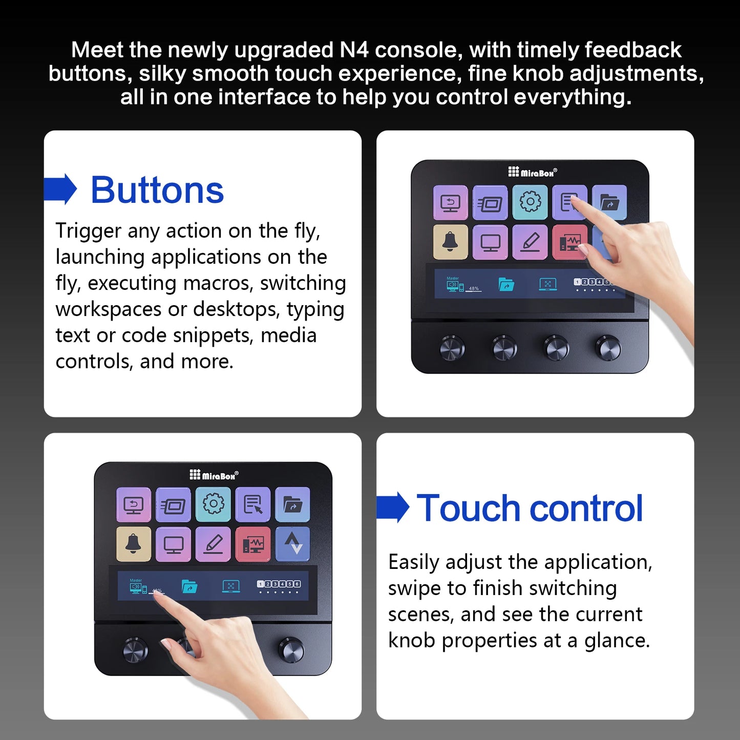 Mirabox N4 Stream deck 10 LCD Keys Button Live Console Mini Keypad Streamdeck Deck Dock macropad Stream Desk Studio Controller