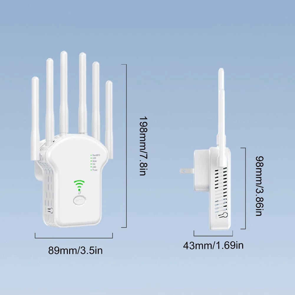 300Mbps/1200Mbps WiFi Signal Repeater Dual-Band 2.4G 5G WiFi Extender with LAN/WAN Port Internet Range Extender for Home Office