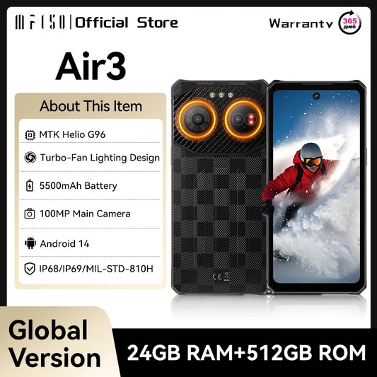 IIIF150 Air3 Rugged Smartphone Android 14 Mobile Phone 12GB 512GB 100MP Camera Dynamic Island UltraThin Rugged 30W Fast Charge