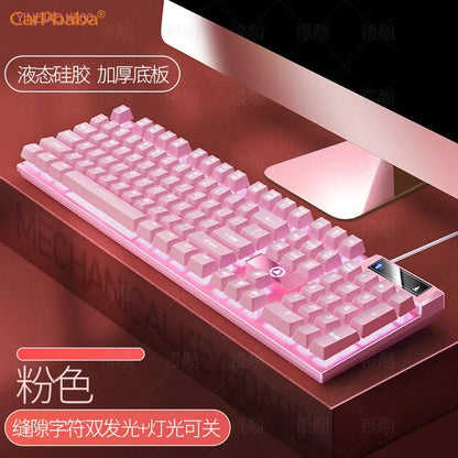 Carpbaba K500 104 Key USB Wired Gaming Keyboard Color Backlit Mechanical Hand Feel Keyboard for Computer Laptop PC Accessories