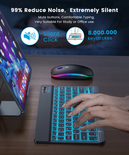 Mini Keyboard Wireless Bluetooth 5.0 Keyboard RGB Backlit Rechargeable Keyboard Silent Keyboard For IOS Android Windows iPad