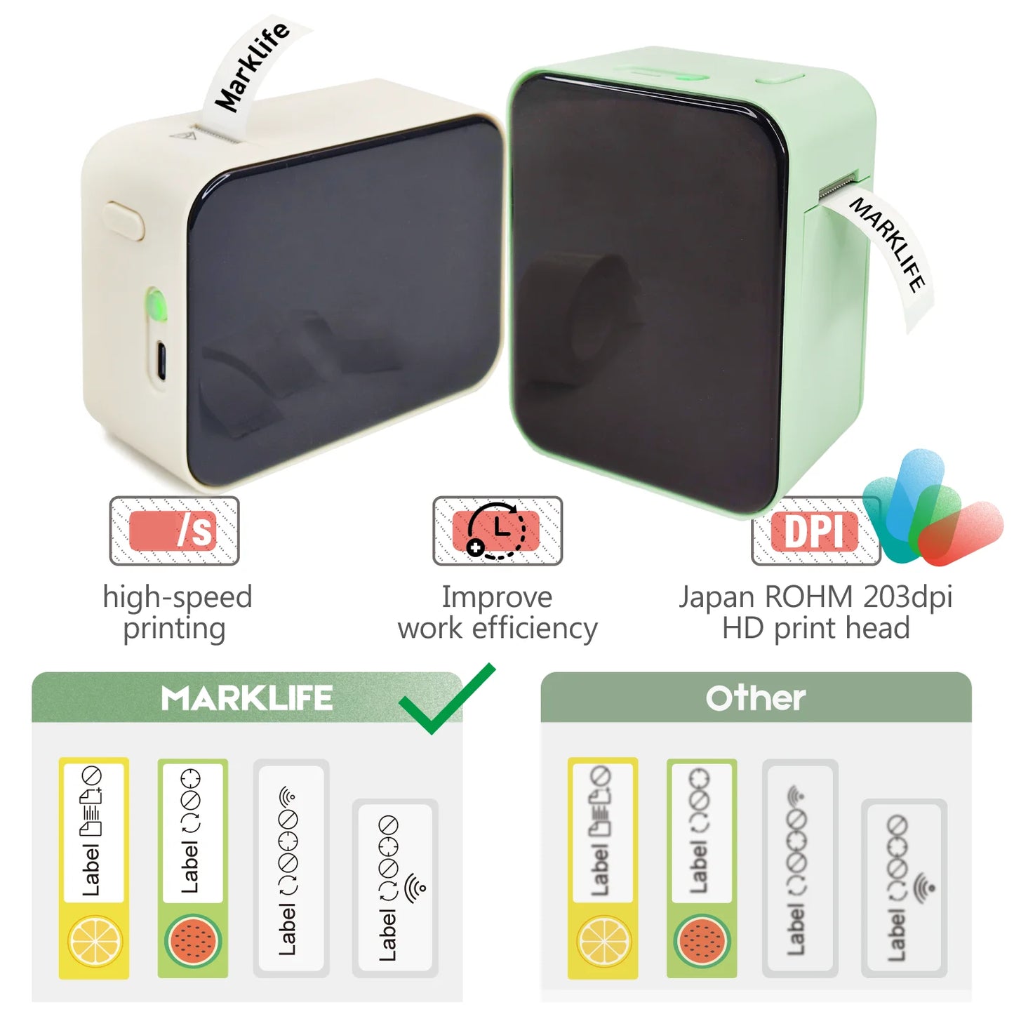 MarkLife P15 Mini Portable Thermal Printer Wireless Bluetooth-compatible Label Tag for Home Office Labeling Sticker Machine