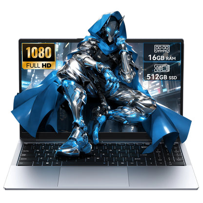 Laptop Computer 15.6" Laptop FHD IPS Display Dual-Core up to 3.4GHz 16GB RAM 512GB SSD Win 11 for Student Home Streaming