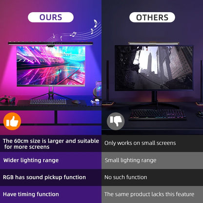 RGB Led Monitor Light Bar 60CM Music Sound Control Computer Ambient Lamp for Game Room Dimming Reading Screen Light Bar Monitor