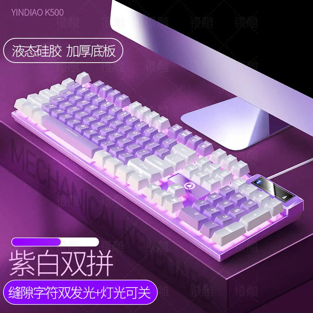 Carpbaba K500 104 Key USB Wired Gaming Keyboard Color Backlit Mechanical Hand Feel Keyboard for Computer Laptop PC Accessories