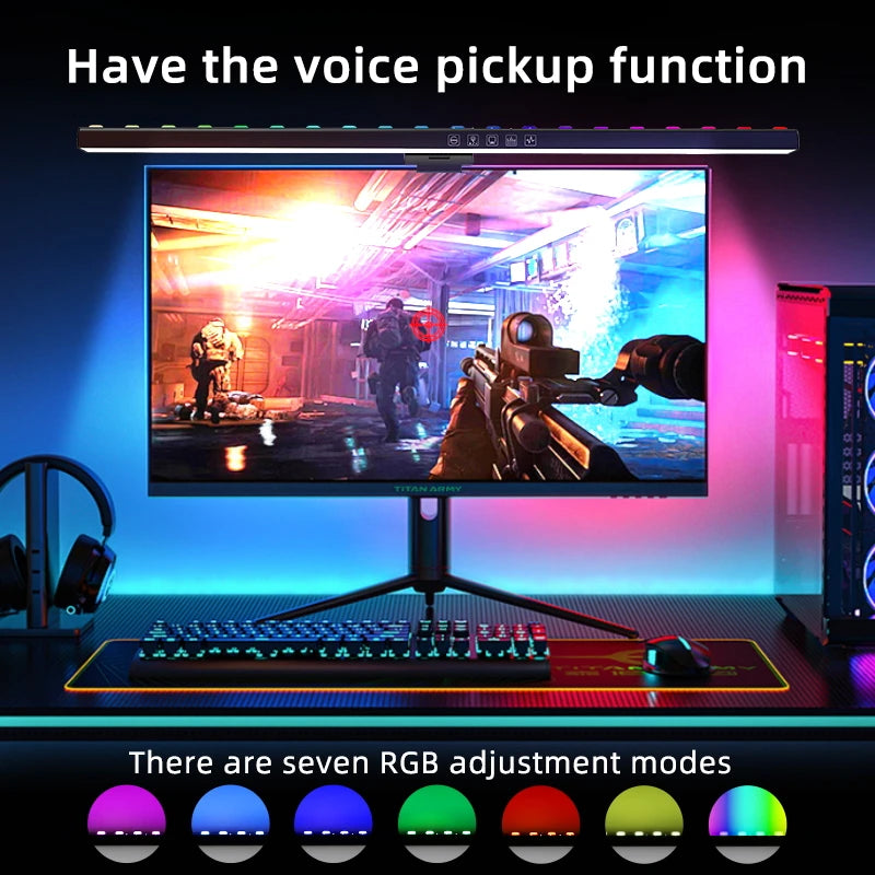 RGB Led Monitor Light Bar 60CM Music Sound Control Computer Ambient Lamp for Game Room Dimming Reading Screen Light Bar Monitor