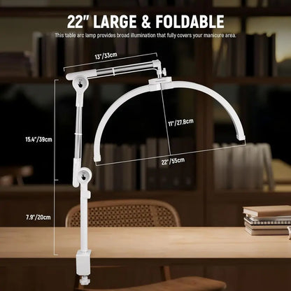 NEEWER B22" Hal Moon Lash Light with Aulating Desk Clamp Mount Stand/Pe Holder, 32W oldable LED Nail Tech Table Arc Lamp or Make