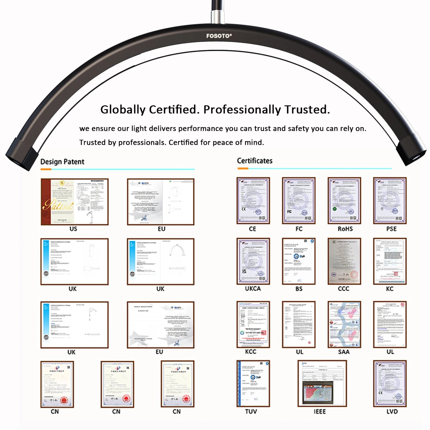 Fusitu Oversea Warehouse LED Half-Moon Shaped Light LED Lash Light With Floor Tripod Floor Video Light For Beauty Salon Makeup