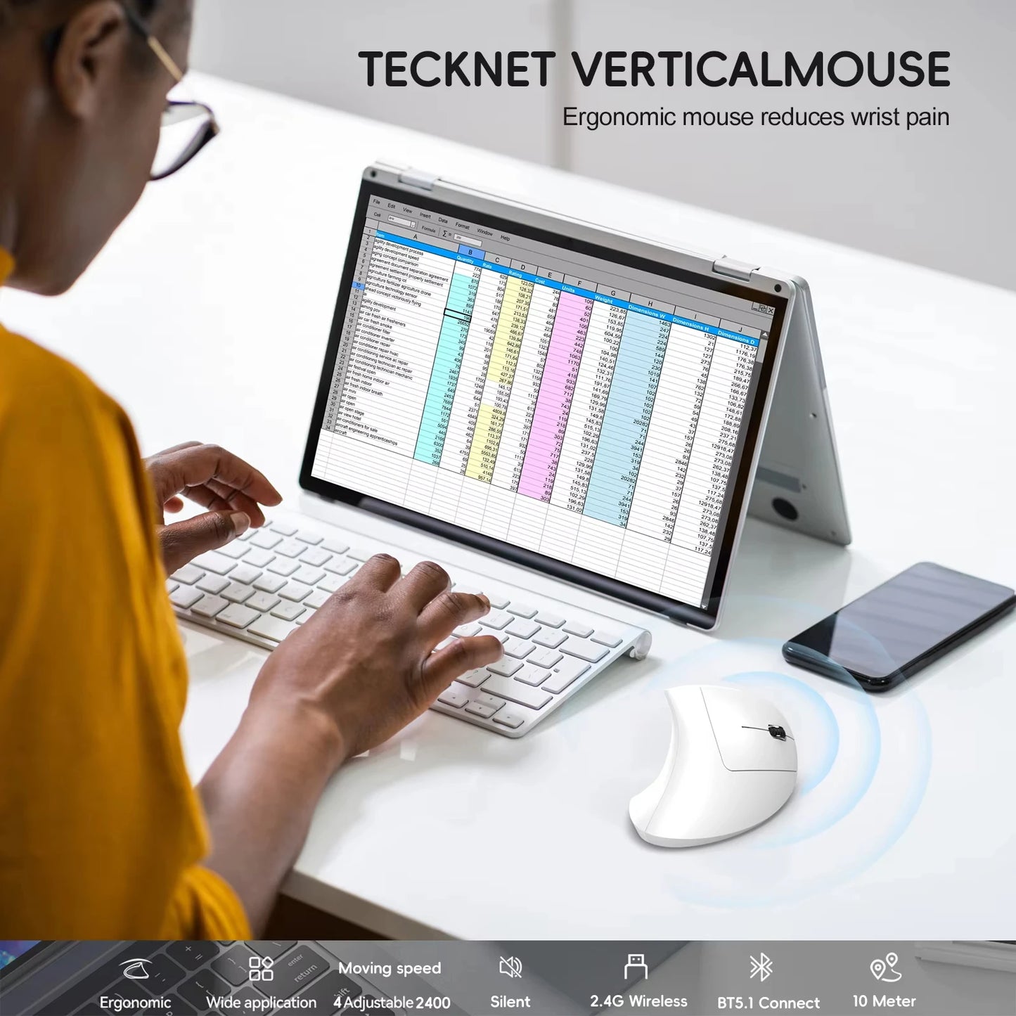 Vertical Ergonomic Gaming Mouse Wireless Rechargeable Gamer Mause Kit Optical 2.4G Mouse Computer PC Laptop Desktop USB Mice