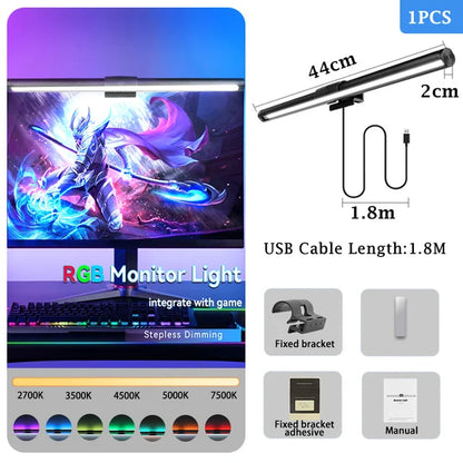 RGB Led Monitor Light Bar 60CM Music Sound Control Computer Ambient Lamp for Game Room Dimming Reading Screen Light Bar Monitor