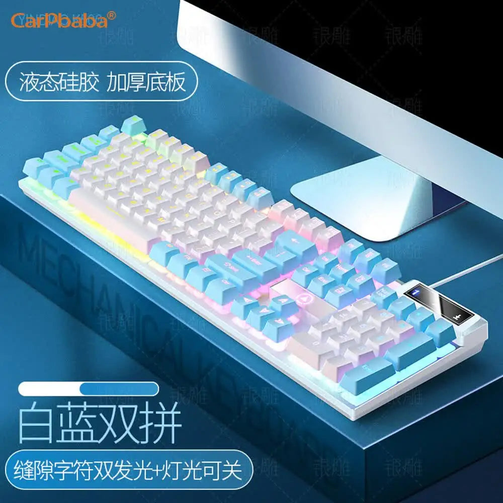 Carpbaba K500 104 Key USB Wired Gaming Keyboard Color Backlit Mechanical Hand Feel Keyboard for Computer Laptop PC Accessories