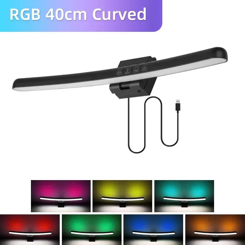 Curved Monitor Light Bar, Stepless Dimming USB Desk Lighting Lamp Applicable to All Screens with No Glare,for Home and Office