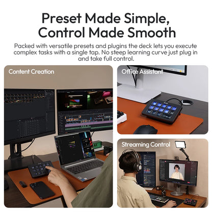 Ulanzi D200H Stream deck Production Console and Studio Controller 13 LCD Keys Streamdeck for Vlog Content Creation Video Editing