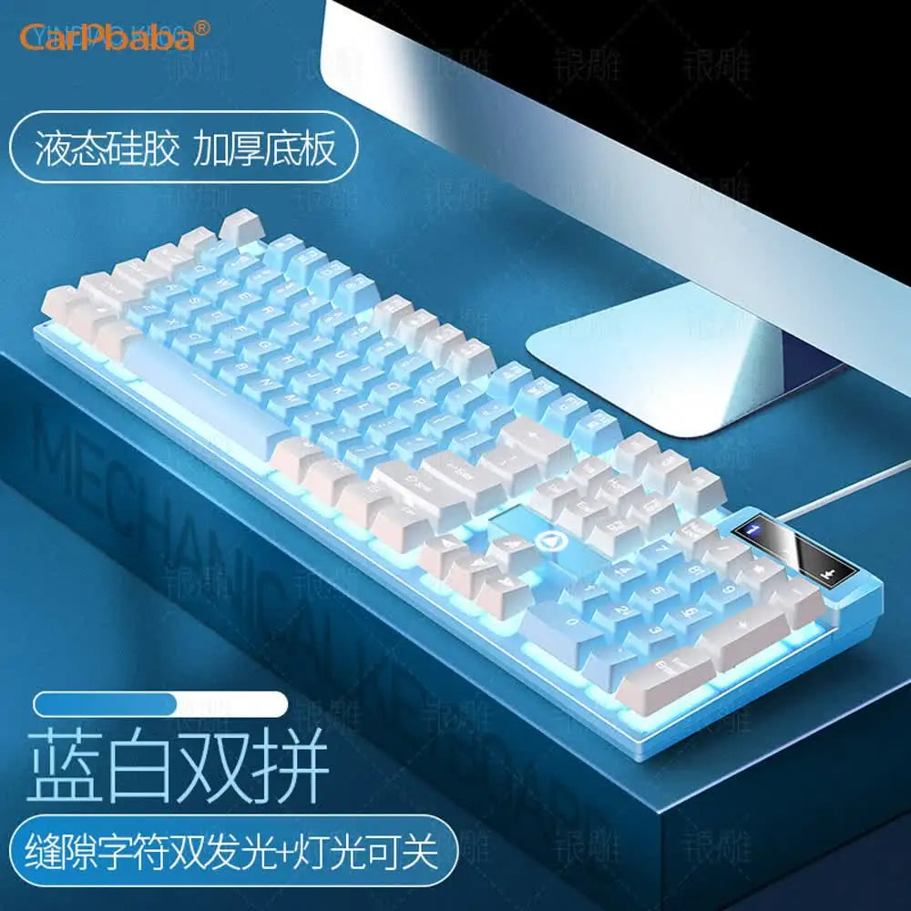 Carpbaba K500 104 Key USB Wired Gaming Keyboard Color Backlit Mechanical Hand Feel Keyboard for Computer Laptop PC Accessories