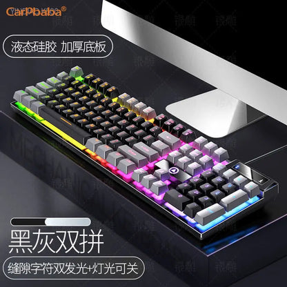 Carpbaba K500 104 Key USB Wired Gaming Keyboard Color Backlit Mechanical Hand Feel Keyboard for Computer Laptop PC Accessories