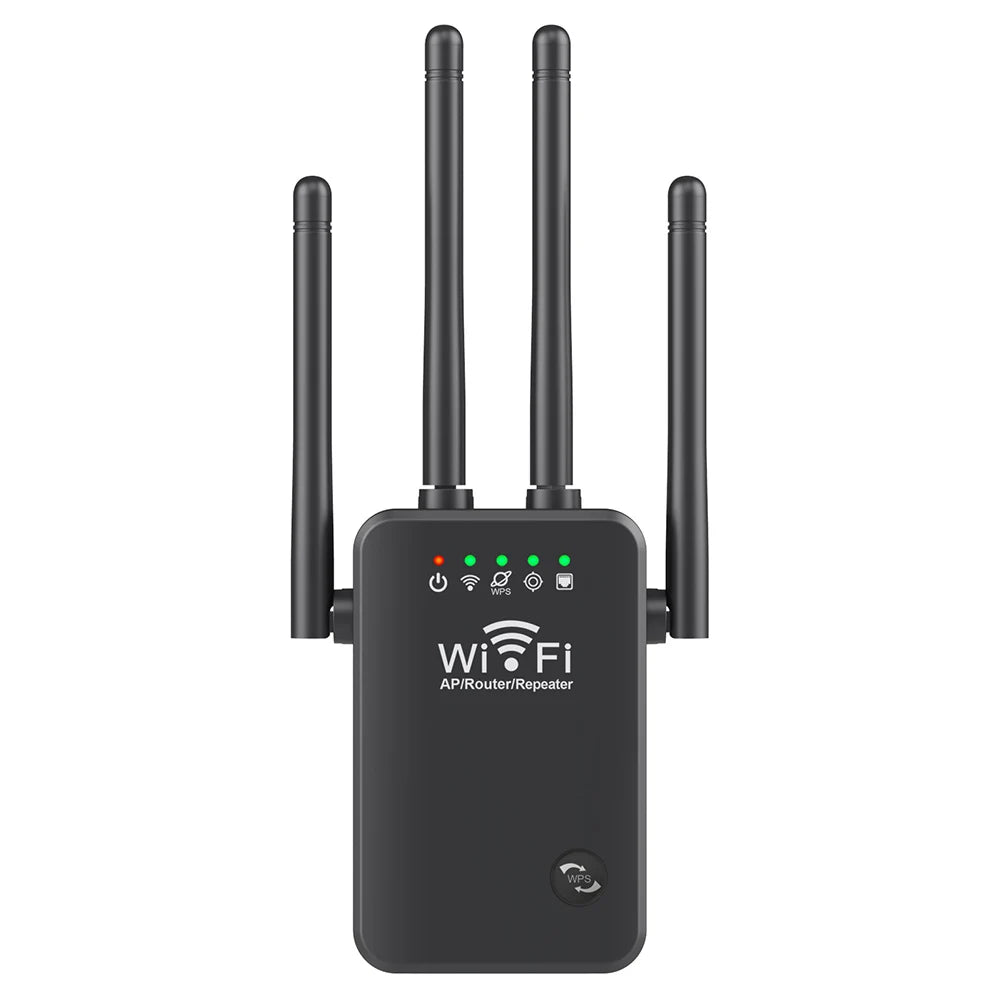 WiFi Extenders Signal Booster 2.4 GHz Wireless Internet Repeater Easy Setup 4 Antenna Long Range for Home with Ethernet Port
