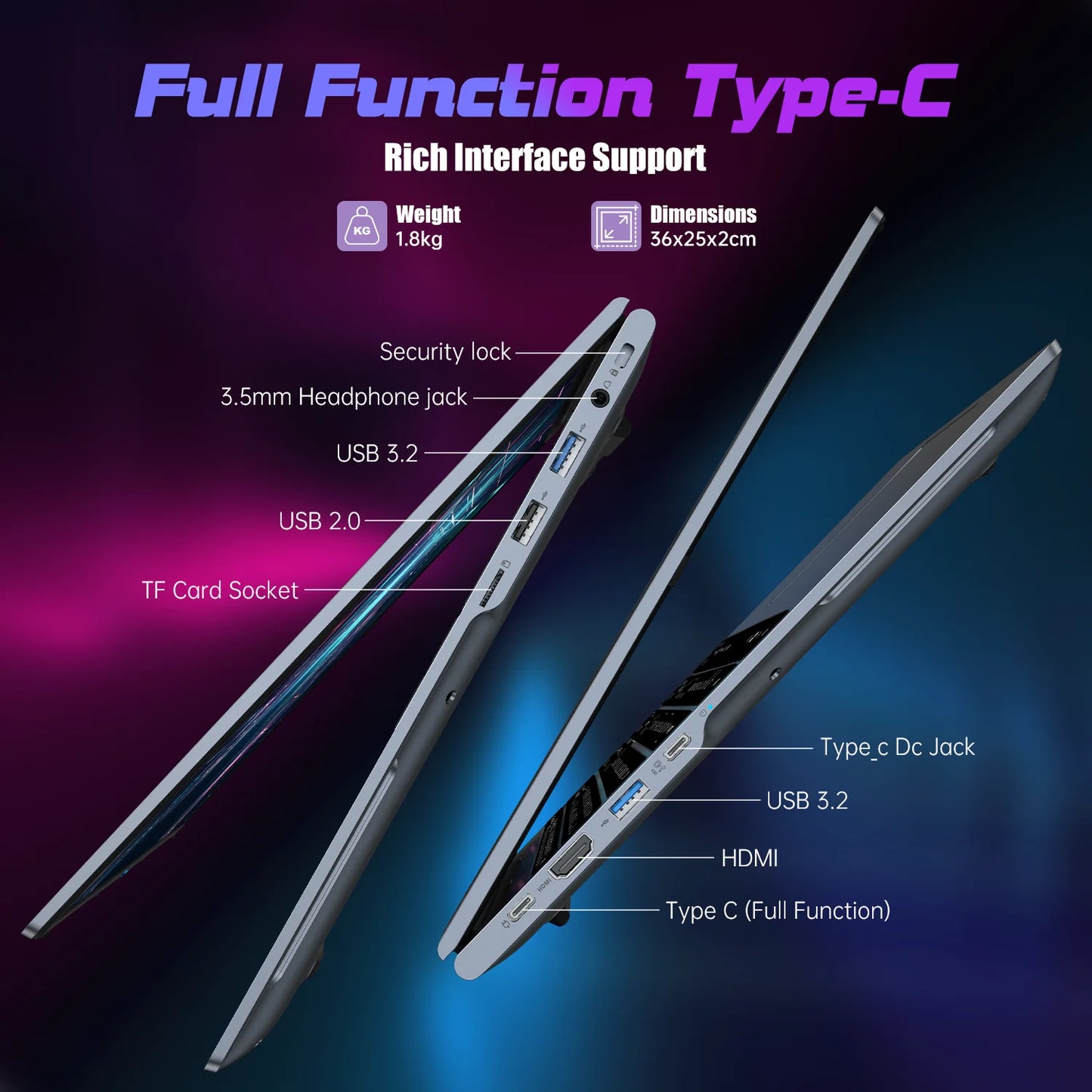 ACEMAGIC RX16 AMD Ryzen 7 7735HS 16" Ultra Slim 4400MAH Laptop 16GB LPDDR5 Ram 512GB Rom Windows 11Pro BT5.2 Wifi 6 Notebook