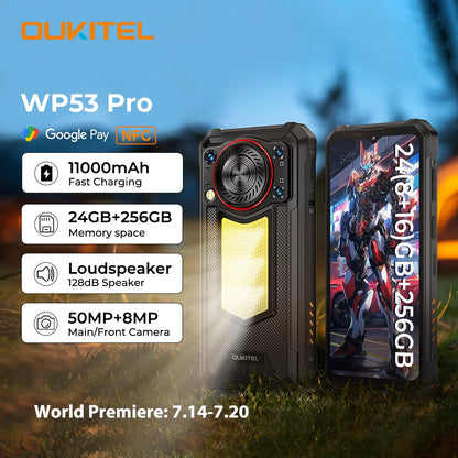 【NEW】OUKITEL WP53 PRO Rugged Phone, 24GB+256GB 11000mAh Android 15 6.52" NFC 50MP Cell Phone