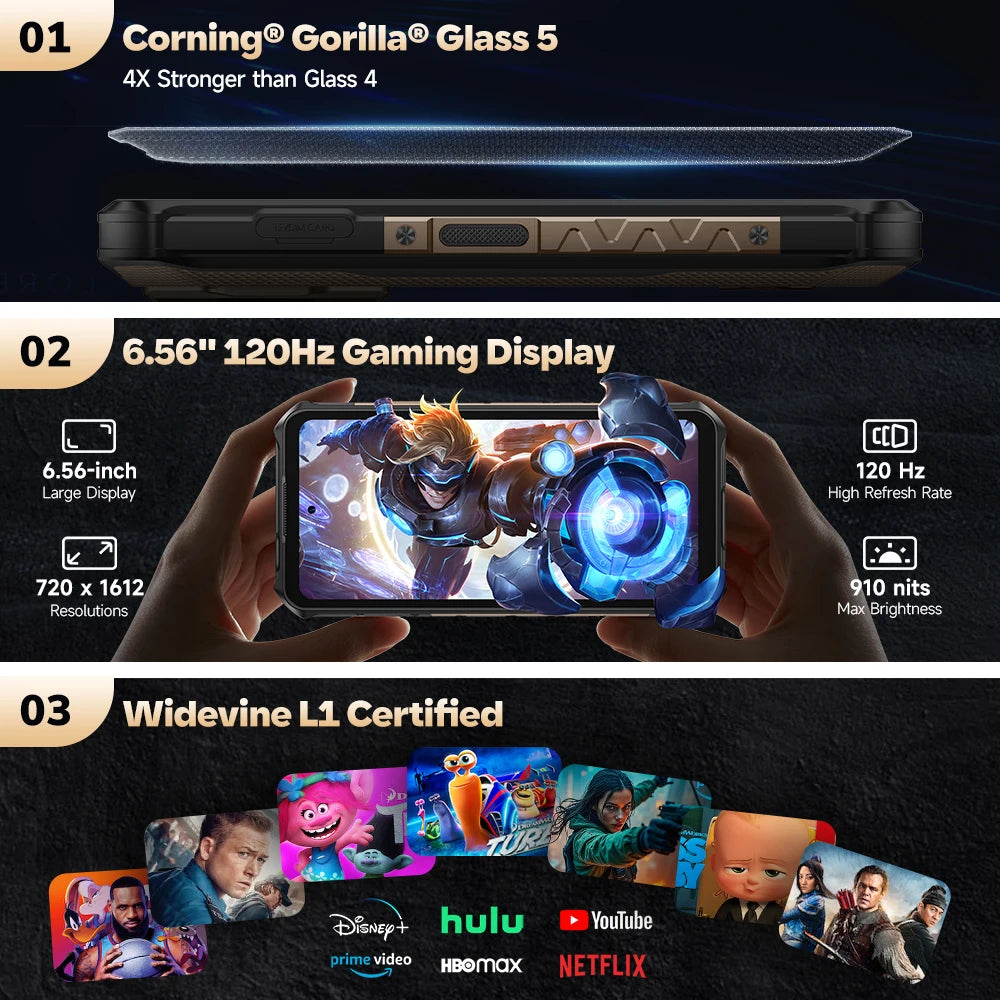 【2025 New】Ulefone Armor X16 Pro 5G Rugged Phone Smartphone Android 15 Up to 16GB+256GB 10360mAh Glare Flashlight Night Camera
