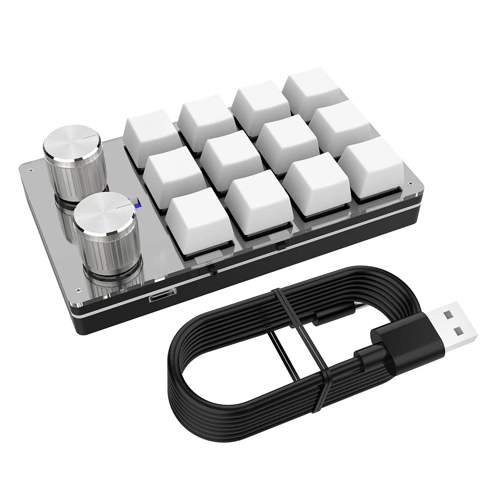 Macro Keyboard 12 Key 2 Knob Custom Programming Mechanical Keyboard Hot swap Custom Keypad One-handed Mini Gaming Keyboard