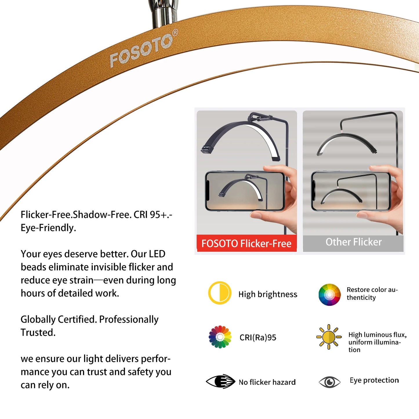 Fusitu Oversea Warehouse LED Half-Moon Shaped Light LED Lash Light With Floor Tripod Floor Video Light For Beauty Salon Makeup