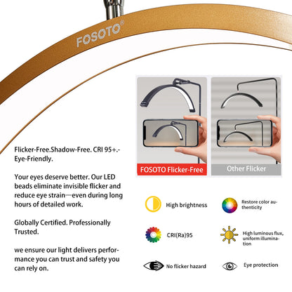 Fusitu Oversea Warehouse LED Half-Moon Shaped Light LED Lash Light With Floor Tripod Floor Video Light For Beauty Salon Makeup