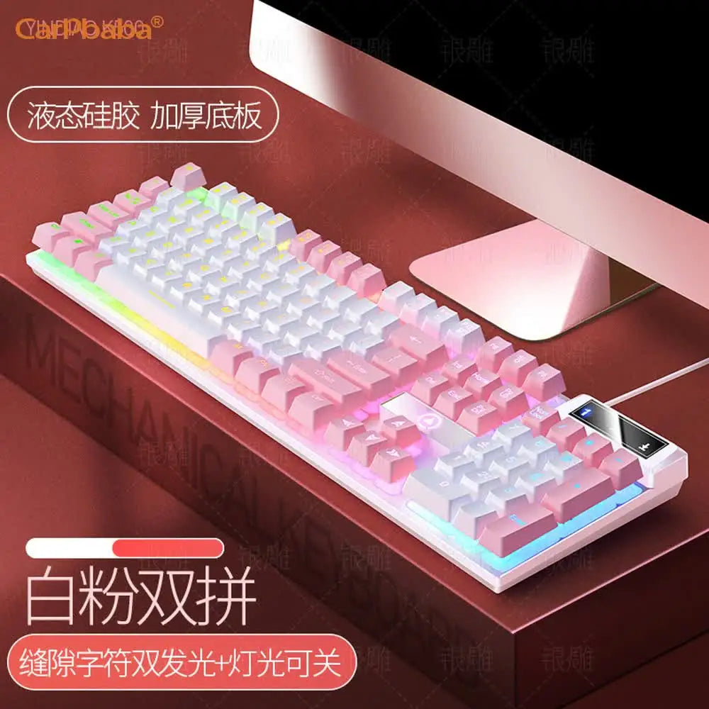 Carpbaba K500 104 Key USB Wired Gaming Keyboard Color Backlit Mechanical Hand Feel Keyboard for Computer Laptop PC Accessories