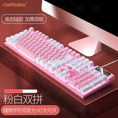 Carpbaba K500 104 Key USB Wired Gaming Keyboard Color Backlit Mechanical Hand Feel Keyboard for Computer Laptop PC Accessories