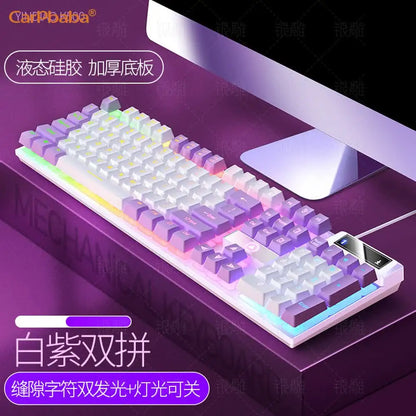 Carpbaba K500 104 Key USB Wired Gaming Keyboard Color Backlit Mechanical Hand Feel Keyboard for Computer Laptop PC Accessories